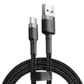 Miniatyrbild 1 av 4: SiGN Cafule USB-A till USB-C Kabel Q.C 3.0, 18W, 2A, 3m - Grå/Svart