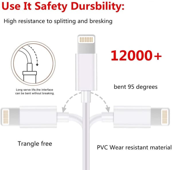 5X Lightning USB -kabel til Apple til din iPhone, iPad 1m