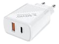 Miniatyrbilde 3 av 5: SAVIO LA-05 - Strømadapter - 18 watt - 3.6 A - PD 3.0, QC 3.0 - 2 utgangskontakter (USB, 24 pin USB-C) - på kabel: USB-C - hvit