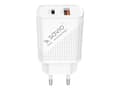 Miniatyrbilde 4 av 5: SAVIO LA-05 - Strømadapter - 18 watt - 3.6 A - PD 3.0, QC 3.0 - 2 utgangskontakter (USB, 24 pin USB-C) - på kabel: USB-C - hvit