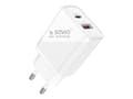 Miniatyrbilde 5 av 5: SAVIO LA-05 - Strømadapter - 18 watt - 3.6 A - PD 3.0, QC 3.0 - 2 utgangskontakter (USB, 24 pin USB-C) - på kabel: USB-C - hvit