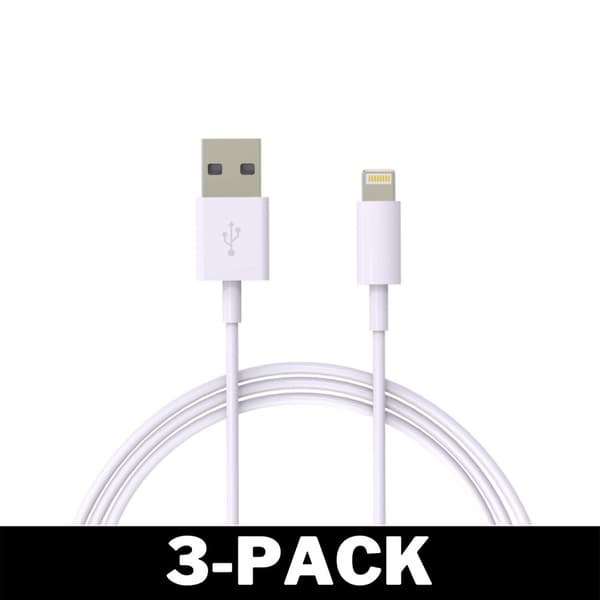 2M lightning hurtig opladerkabel til iPhone hvid iOS14 3-Pack