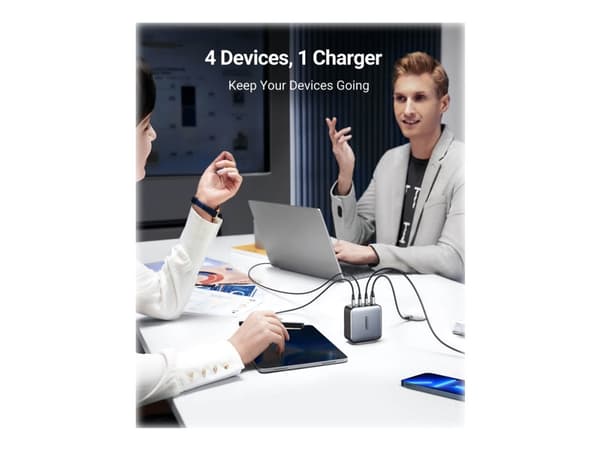 Ugreen - Strömadapter - 100 Watt - 5 A - PD 3.0, QC 4.0+ - 4 utdatakontakter (3 x USB-C, USB) - Europa
