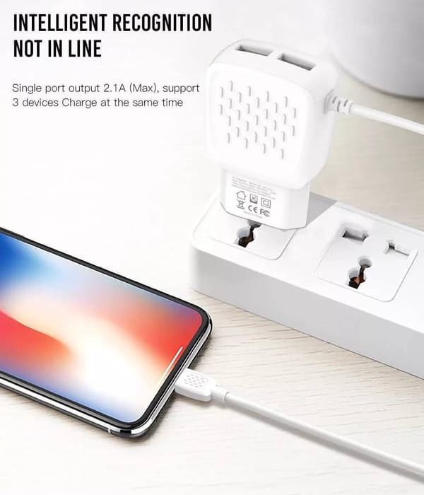 iPhone 2,1Amp 2XUSB Snabbladdning Väggladdare  + Lightning Kabel