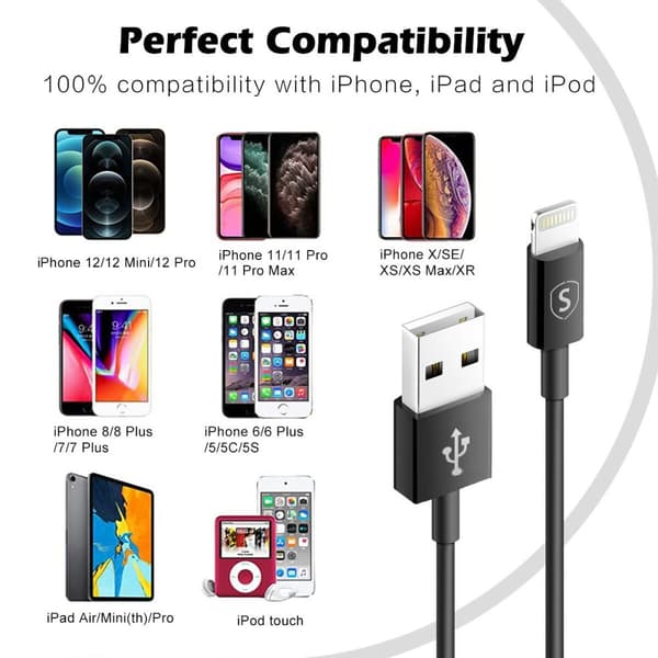 SiGN USB-A 2.0 till Lightning Kabel 2.1A, 1m - Svart