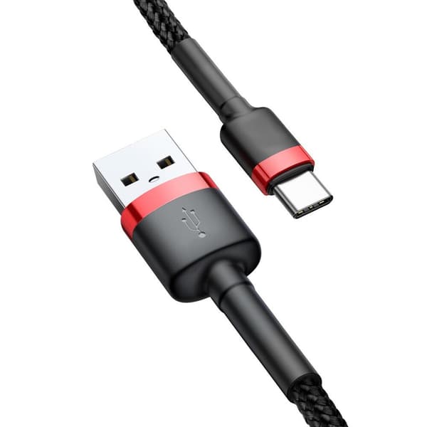 SiGN Cafule USB-C-kabel 2A, 2 m - Röd/Svart