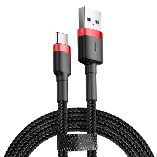 SiGN Cafule USB-C-kabel 2A, 2 m - Röd/Svart