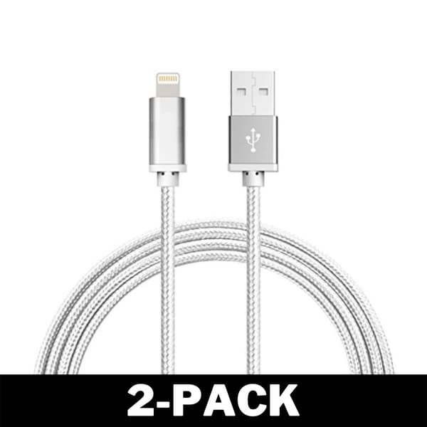 3M Kabel iPhone Laddare Nylon Quick Charge Silver 2-Pack