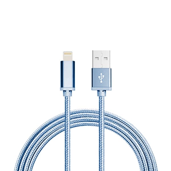 1M Kaapeli iPhone Laturi Nylon Quick Charge Sininen 1-Pack