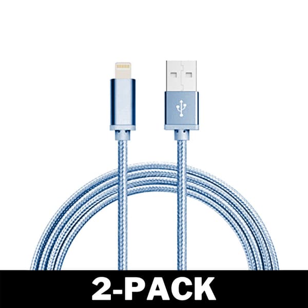 2M Kaapeli iPhone Laturi Nylon Quick Charge Sininen 2-Pack
