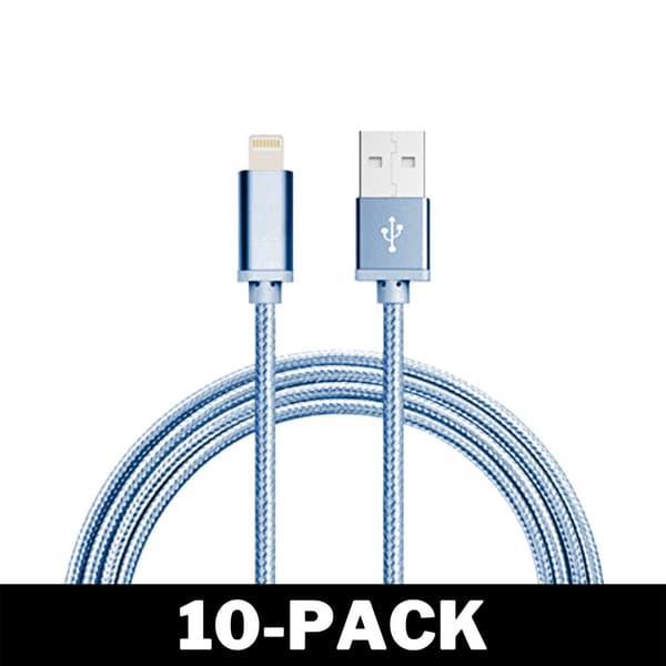 2M Kabel iPhone Laddare Nylon Quick Charge Blå