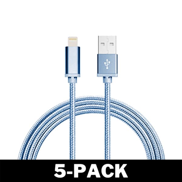 2M Kabel iPhone Laddare Nylon Quick Charge Blå