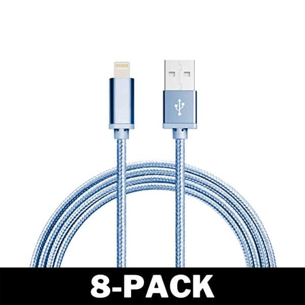 2M Kabel iPhone Laddare Nylon Quick Charge Blå