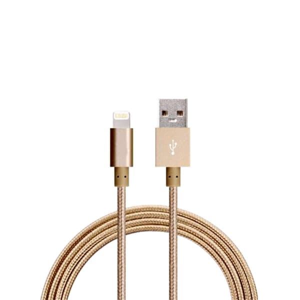 1M Kaapeli iPhone Laturi Nylon Quick Charge Kulta 1-Pack