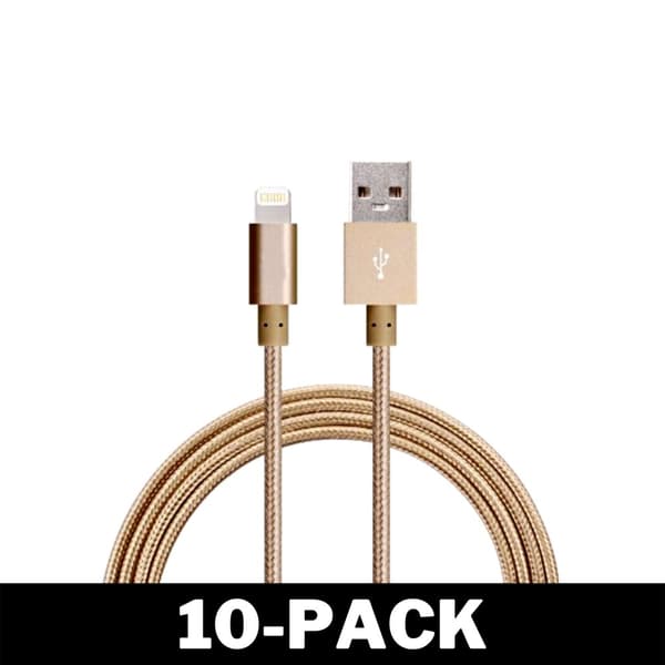 1M Kaapeli iPhone Laturi Nylon Quick Charge Kulta