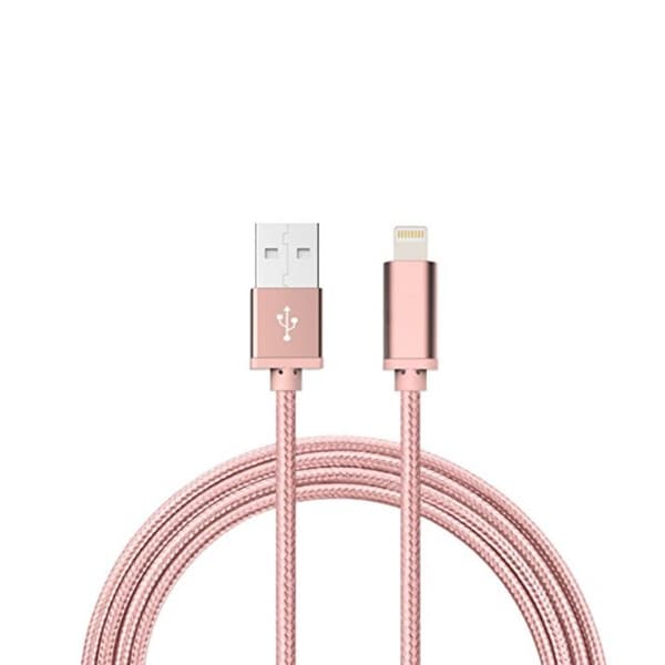 2M Kaapeli iPhone Laturi Nylon Quick Charge Ruusukulta
