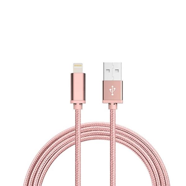 2M Kaapeli iPhone Laturi Nylon Quick Charge Ruusukulta 1-Pack