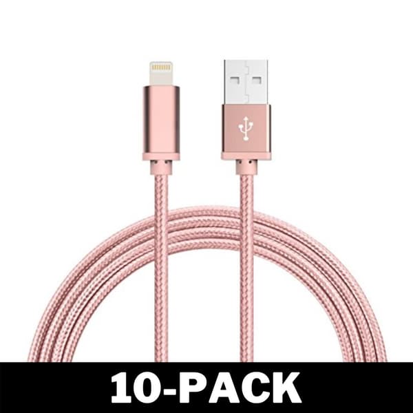 2M Kaapeli iPhone Laturi Nylon Quick Charge Ruusukulta