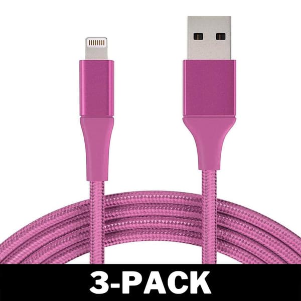 1M Kaapeli iPhone Laturi Nylon Quick Charge Pink