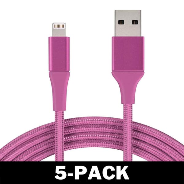 1M Kaapeli iPhone Laturi Nylon Quick Charge Pink