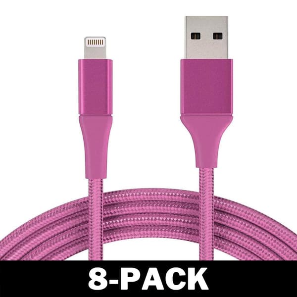 1M Kaapeli iPhone Laturi Nylon Quick Charge Pink