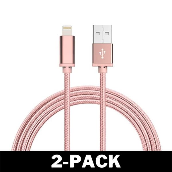 1M Kabel iPhone Oplader Nylon Quick Charge Guld 2-Pack