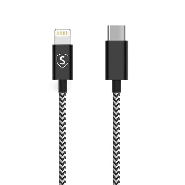 SiGN Skin USB-C till Lightning Kabel 2.1A, 2m - Svart/Vit