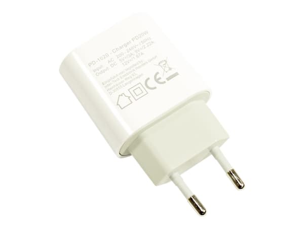 Inter-Tech PD-1020 - Strømadapter - 20 watt - 3 A - PD 3.0, QC 2.0 (24 pin USB-C)