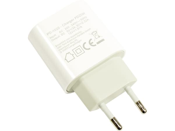 Inter-Tech PD-1020 - Strømadapter - 20 watt - 3 A - PD 3.0, QC 2.0 (24 pin USB-C)