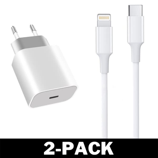 USB-C Väggladdare iPhone 12/13 PD 20W + Lightning Kabel
