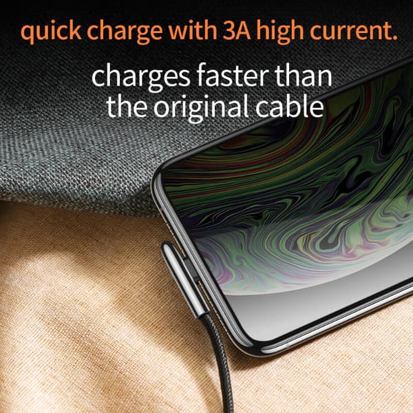 SiGN USB till Lightning Gaming Kabel, 2m, 2.4A - Svart