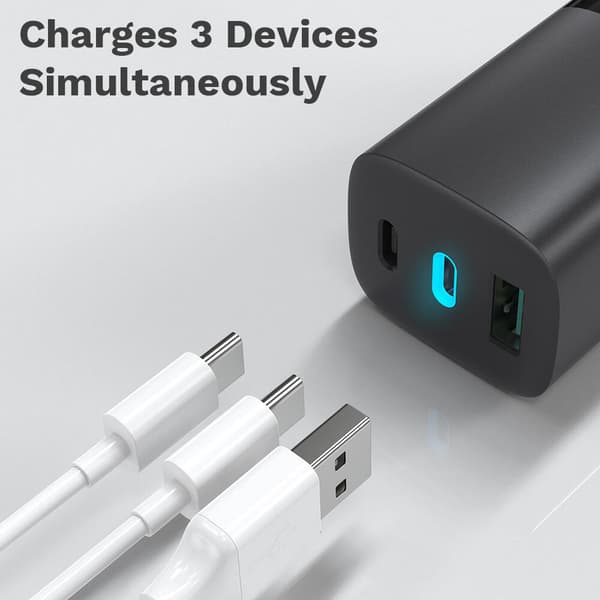 SiGN 65W Laddare, USB-C PD, Snabbladdning, MacBook Air, iPhone m.fl. - Vit