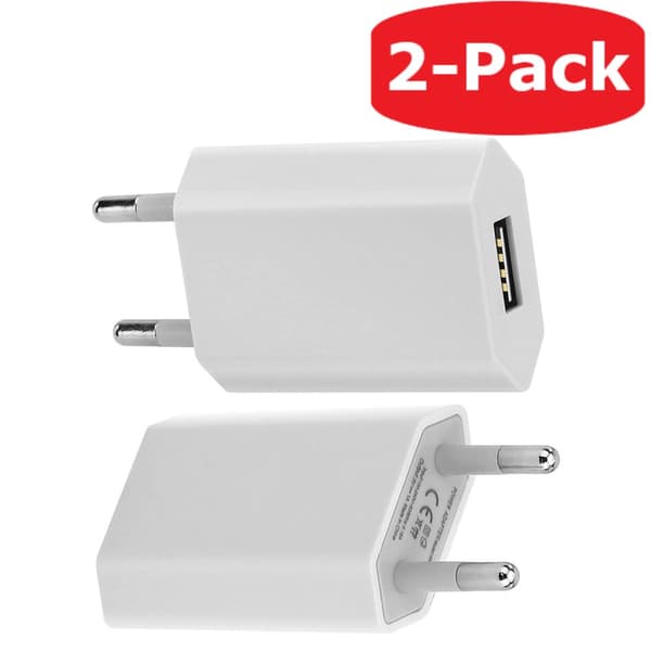 2-Pack Universal Wall Adapter 1A Vægoplader iPhone / Samsung osv
