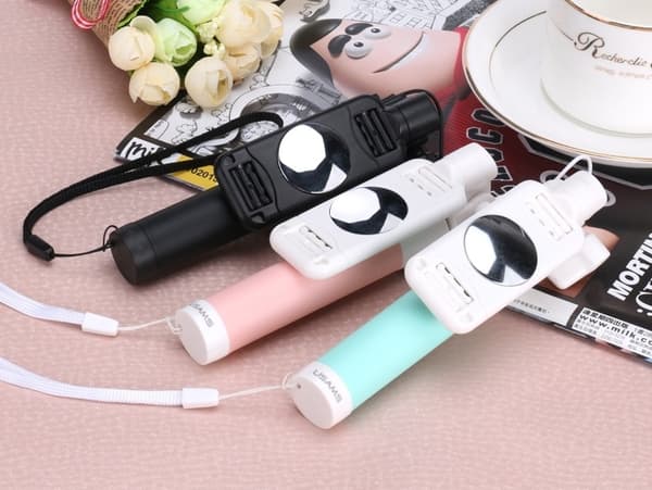 USAMS Lightning Mirror Selfiestick wire control - Svart