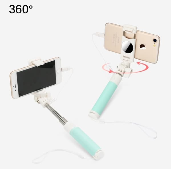 USAMS Lightning Mirror Selfiestick wire control - Svart