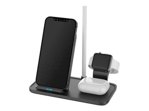 DELTACO QI-1036 - Trådløst ladestativ - 2-i-1 - 10 watt - svart