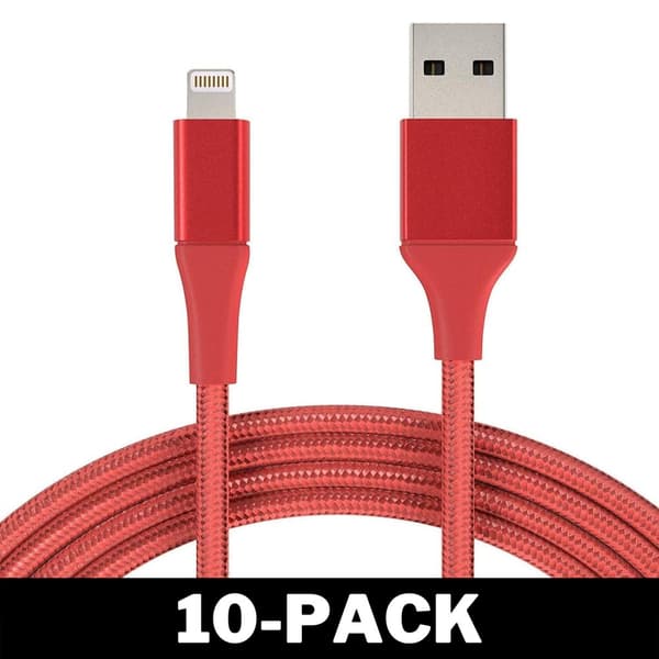 3M Kaapeli iPhone Laturi Nylon Quick Charge Punainen 10-Pack
