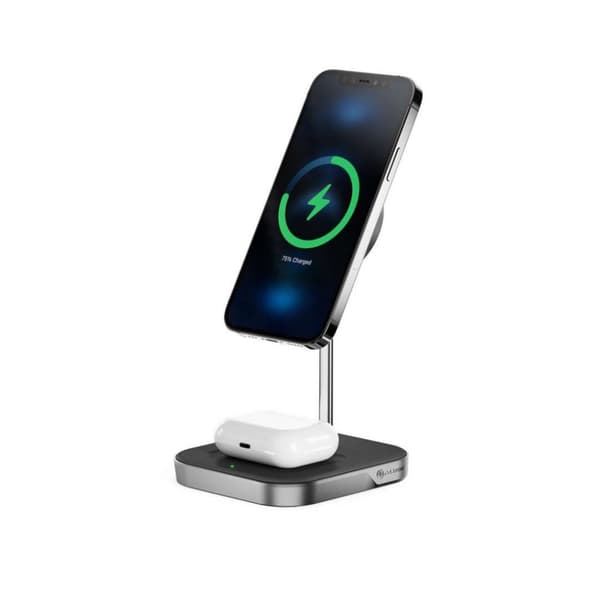ALOGIC MagSpeed 2-i-1 trådlös laddningsstation musta, Hopea