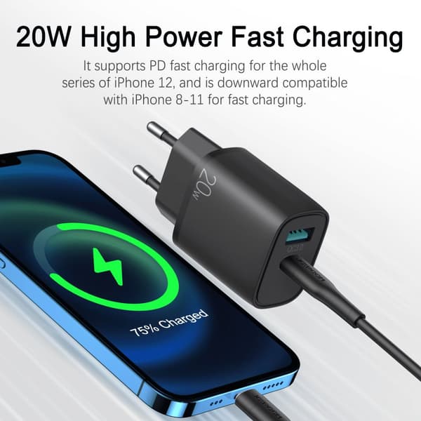 SiGN Snabbladdare USB & USB-C, PD & Q.C3.0, 3.5A, 20W - Svart