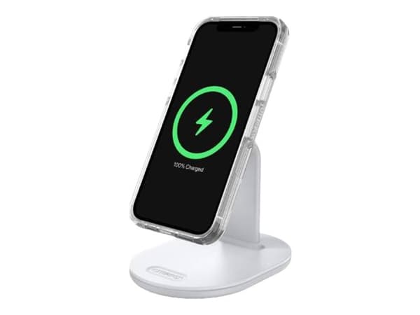 OtterBox - Trådløst ladestativ - 15 watt - klar drømmer, hvit, sølv - for Apple iPhone 12, 12 mini, 12 Pro, 12 Pro Max, 13, 13 mini, 13 Pro, 13 Pro M