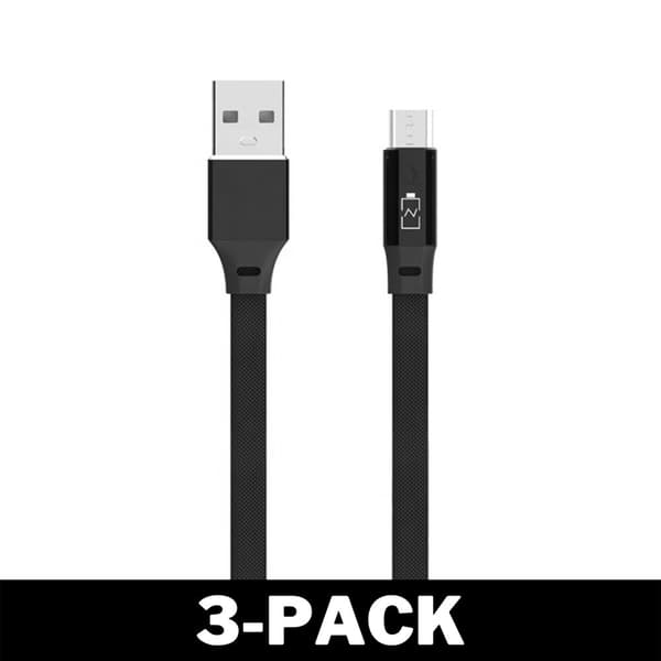 Quick Charge Kabel Micro-USB Laddkabel Indikator 1M Svart