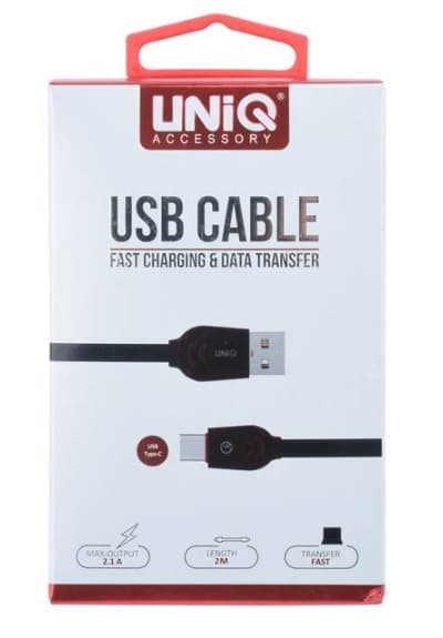 UNIQ Laddkabel USB till USB-C 2 Meter Svart