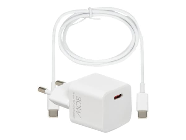 iBOX C-38CW - Strømadapter - 30 watt - 3 A - PD 3.0, QC 3.0, QC 4.0 (24 pin USB-C) - på kabel: USB-C Hvit