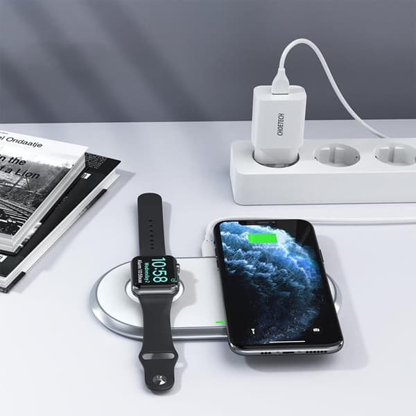 Choetech 2-in-1 trådlös Laddare för Smartphones/Apple Watch Qi