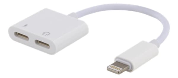 SiGN Lightning till 2x Lightning Adapter, 5V, 2A, 10cm - Ladda och Lyssna - Vit
