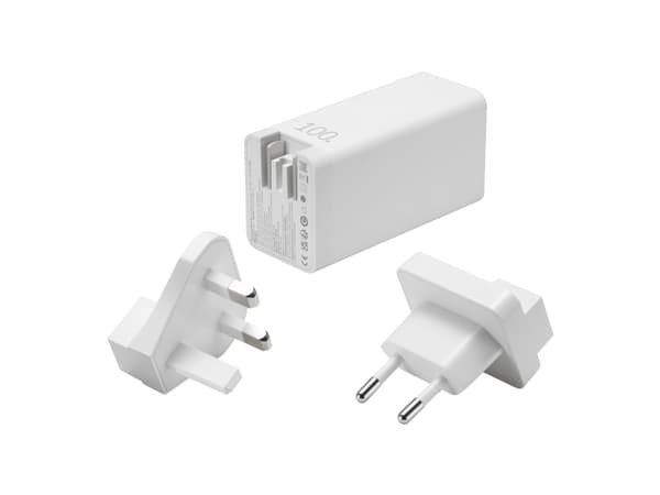 ASUS AC100-02 - Verkkolaite - GaN-tekniikka - 100 Watt - 5 A - Apple Fast Charge, Fast Charge, PD 3.0, QC 4.0 - 3 lähtöliitäntää (USB, 2 x USB-C) - v