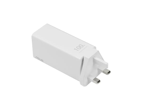 ASUS AC100-02 - Verkkolaite - GaN-tekniikka - 100 Watt - 5 A - Apple Fast Charge, Fast Charge, PD 3.0, QC 4.0 - 3 lähtöliitäntää (USB, 2 x USB-C) - v