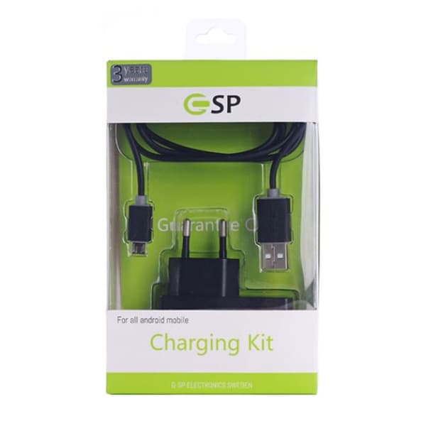 Laddare och Micro-USB Kabel 1 meter - Svart
