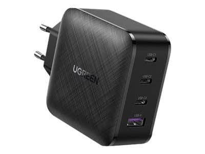 Ugreen - Strömadapter - 65 Watt - 5 A - PD 3.0, QC 4.0+ - 4 utdatakontakter (3 x USB-C, USB) - Europa