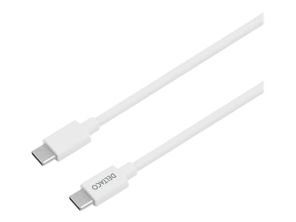 DELTACO USBC-AC146 - Strömadapter - 20 Watt - 3 A - PD (24 pin USB-C) - på kabel: USB-C - vit